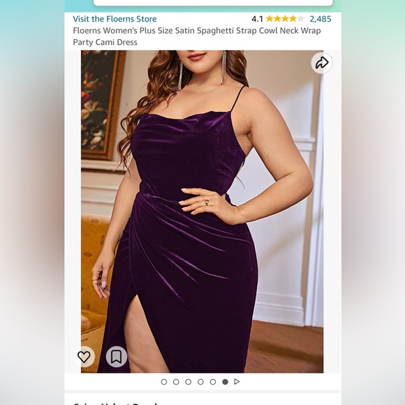 Women's Plus Size Satin Spaghetti Strap Cowl Neck Wrap Party Cami Dress - Picture 6 of 6